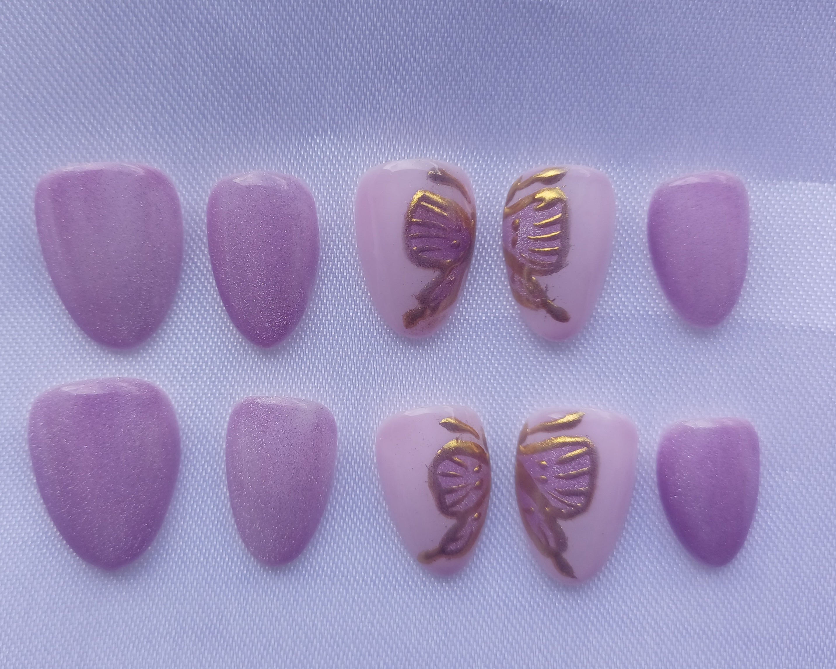 Butterfly Magic Press on Nails Leuchten im Dunkeln | Luxus Schmetterling Nägel lila Glitzer | Handgemachte Kunstnägel wiederverwendbar